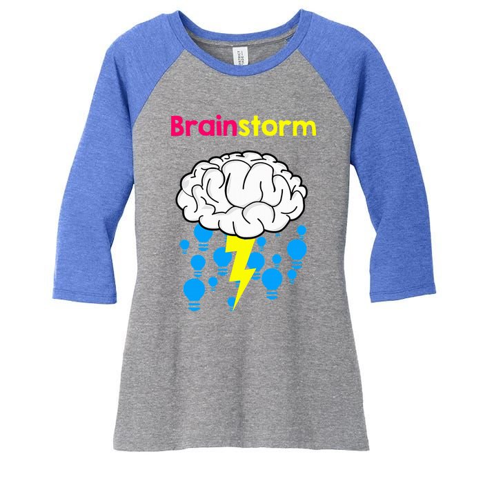 Brainstorm Good Idea Lightbulb Thunder Women's Tri-Blend 3/4-Sleeve Raglan Shirt