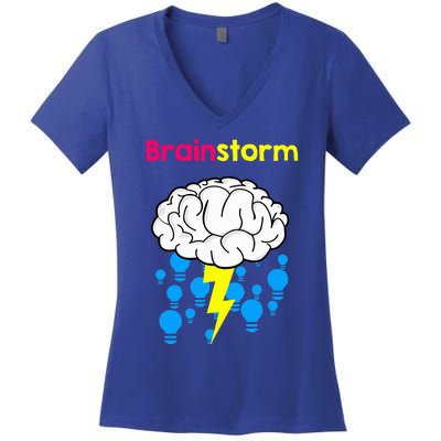 Brainstorm Good Idea Lightbulb Thunder Women's V-Neck T-Shirt