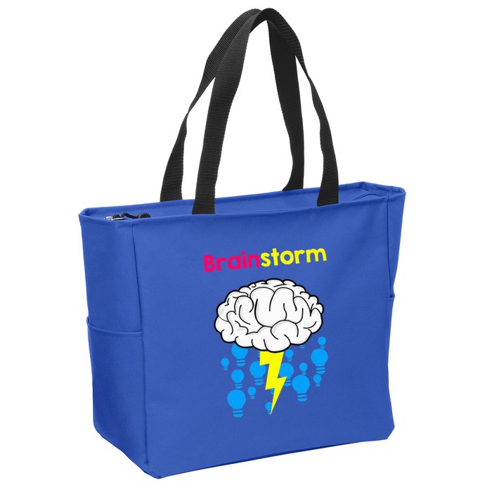 Brainstorm Good Idea Lightbulb Thunder Zip Tote Bag