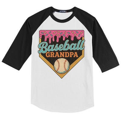Baseball Grandpa Ice Cream Drip Kids Colorblock Raglan Jersey