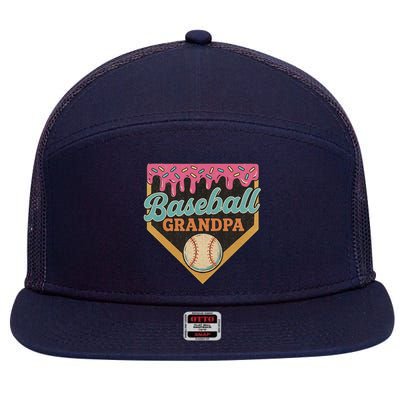 Baseball Grandpa Ice Cream Drip 7 Panel Mesh Trucker Snapback Hat