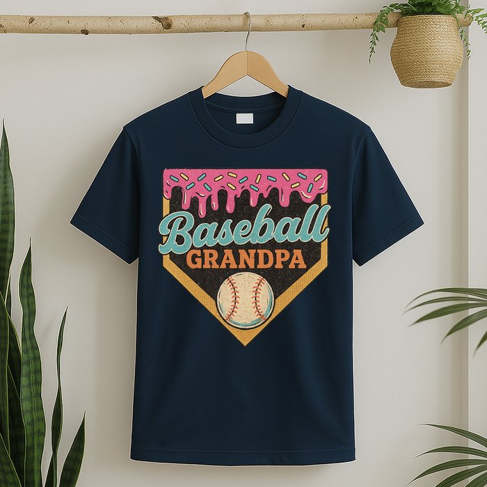Baseball Grandpa Ice Cream Drip T-Shirt