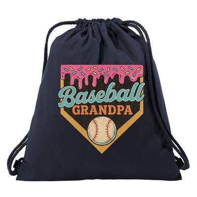 Baseball Grandpa Ice Cream Drip Drawstring Bag