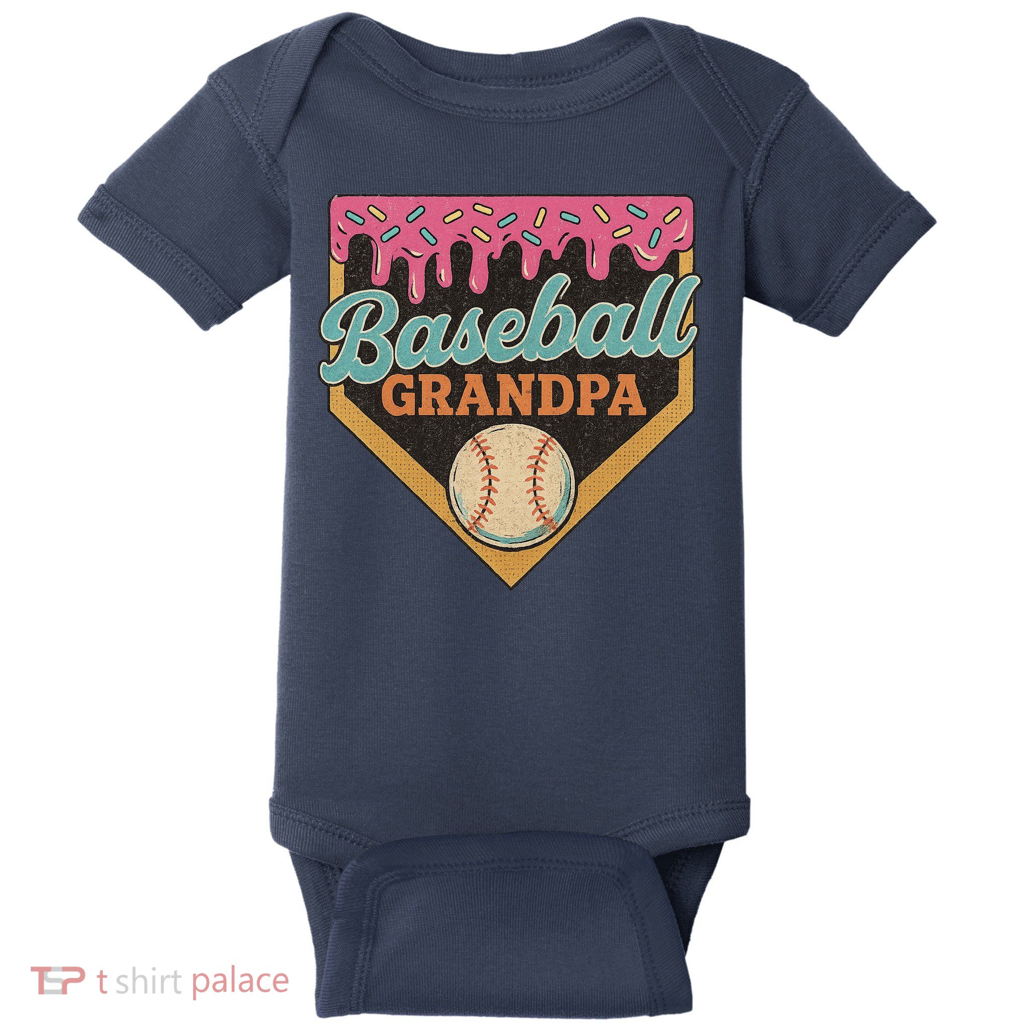 Baseball Grandpa Ice Cream Drip Baby Bodysuit