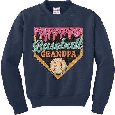 Baseball Grandpa Ice Cream Drip Kids Sweatshirt