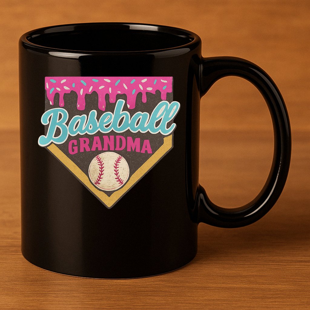 Baseball Grandma Ice Cream Drip 11oz C Handle Ceramic Mug