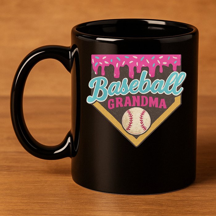 Baseball Grandma Ice Cream Drip 11oz C Handle Ceramic Mug