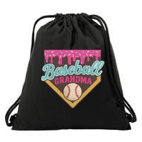 Baseball Grandma Ice Cream Drip Drawstring Bag