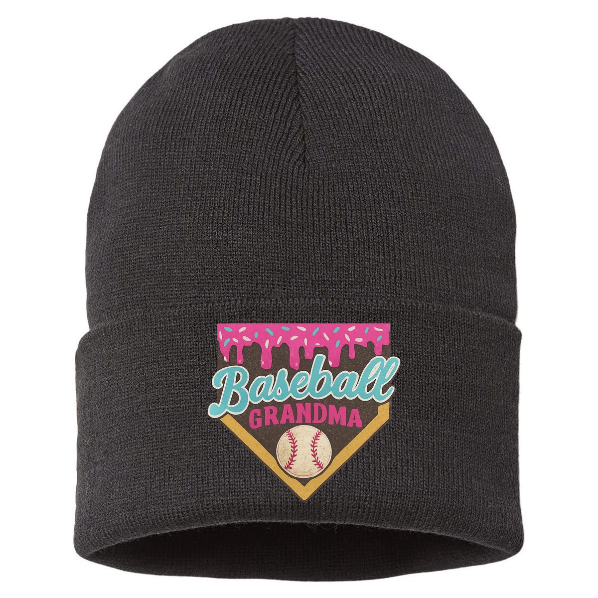 Baseball Grandma Ice Cream Drip Sustainable Knit Beanie