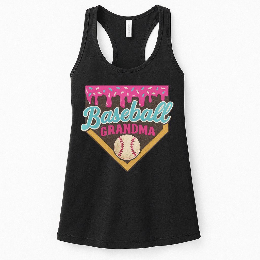 Baseball Grandma Ice Cream Drip Womens Tank Top