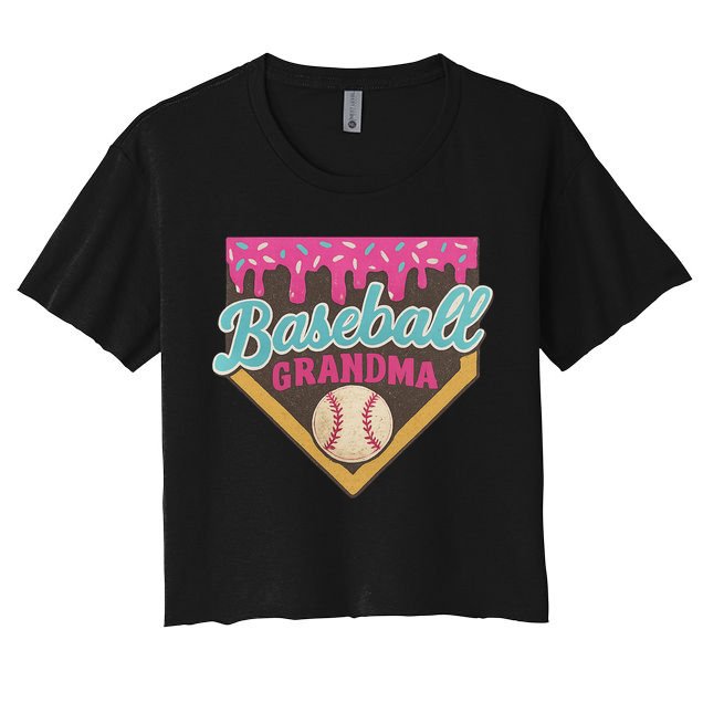 Baseball Grandma Ice Cream Drip Crop Top