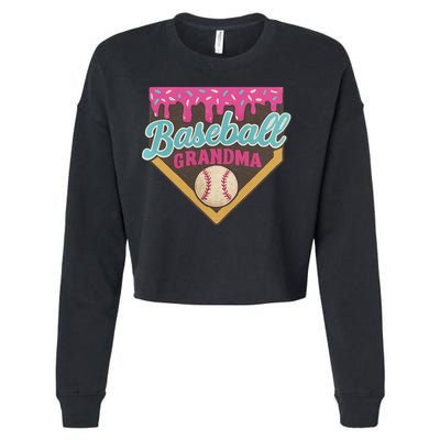 Baseball Grandma Ice Cream Drip Cropped Pullover Crew