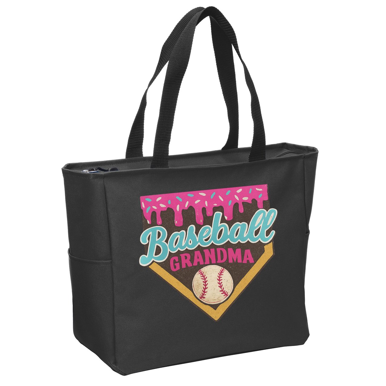 Baseball Grandma Ice Cream Drip Zip Tote Bag