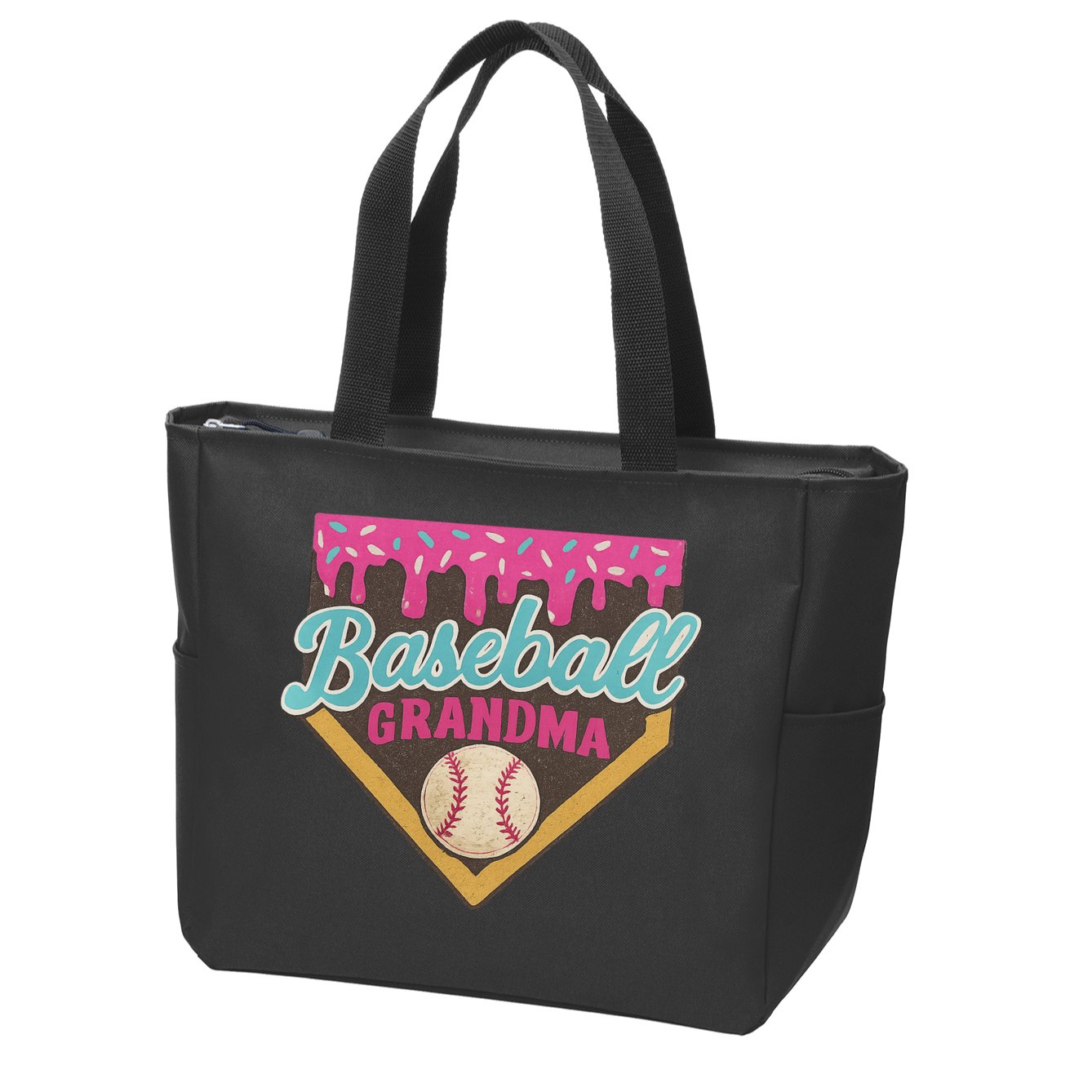 Baseball Grandma Ice Cream Drip Zip Tote Bag