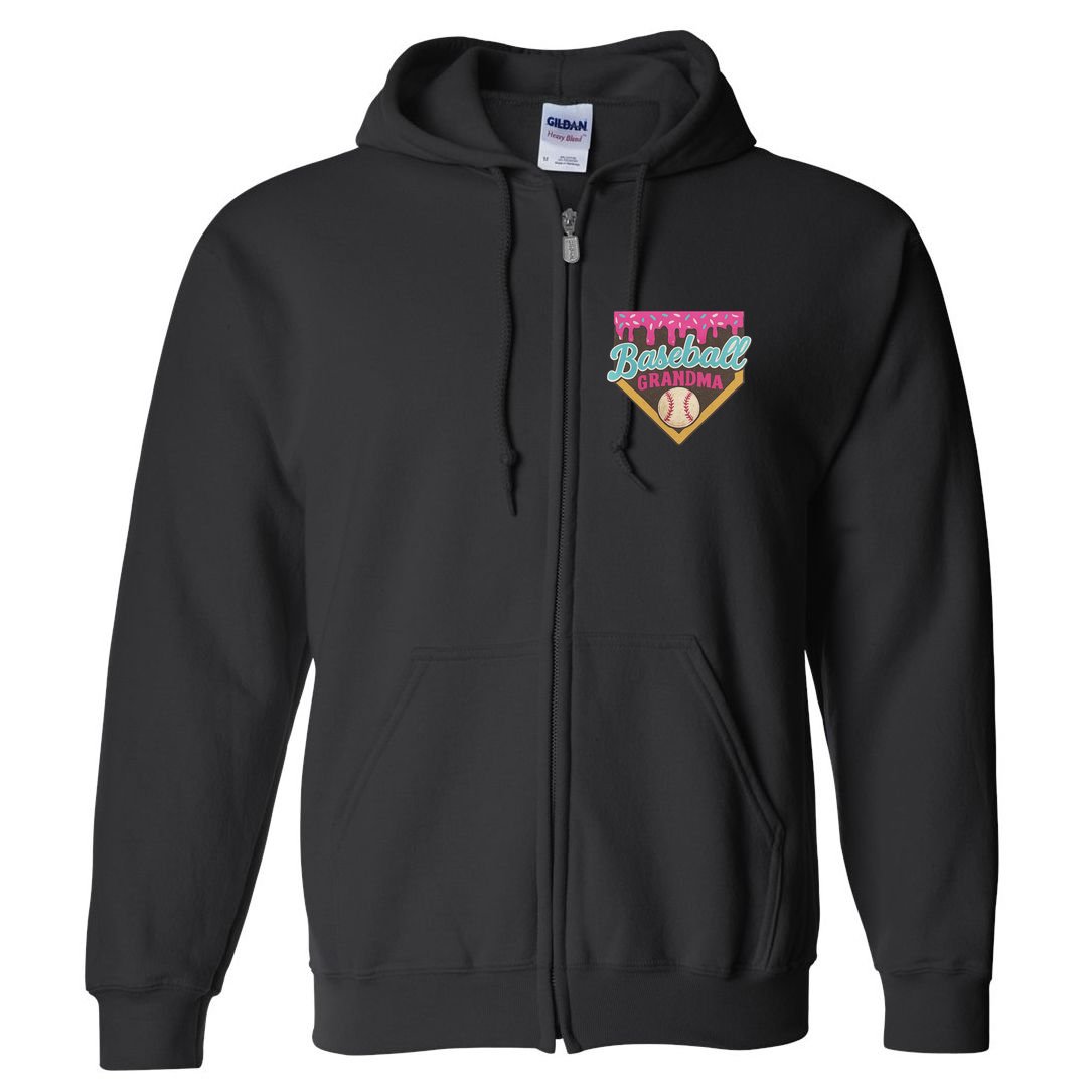 Baseball Grandma Ice Cream Drip Full Zip Hoodie