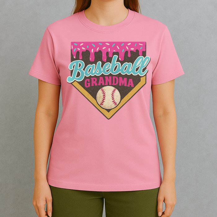 Baseball Grandma Ice Cream Drip T-Shirt
