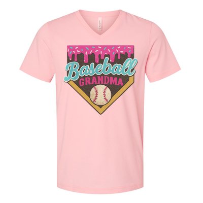 Baseball Grandma Ice Cream Drip V-Neck T-Shirt