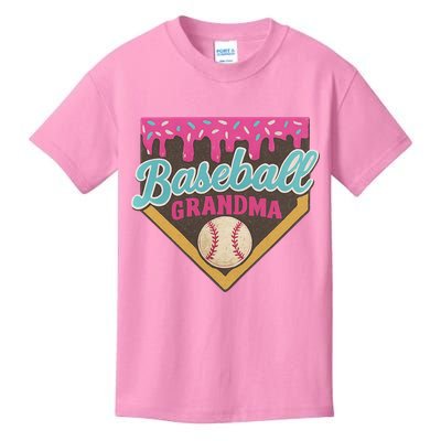 Baseball Grandma Ice Cream Drip Kids T-Shirt