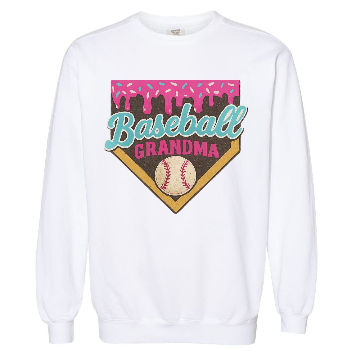 Baseball Grandma Ice Cream Drip Garment-Dyed Sweatshirt