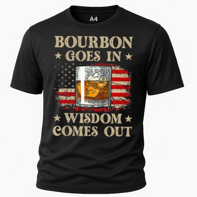 Bourbon Goes In Wisdom Comes Out Funny Drinking Performance Shirt