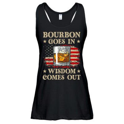 Bourbon Goes In Wisdom Comes Out Funny Drinking Ladies Essential Flowy Tank