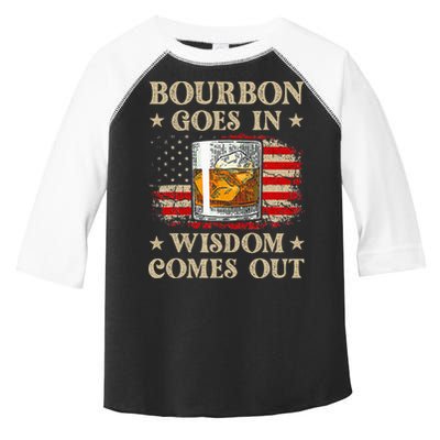 Bourbon Goes In Wisdom Comes Out Funny Drinking Toddler Fine Jersey T-Shirt