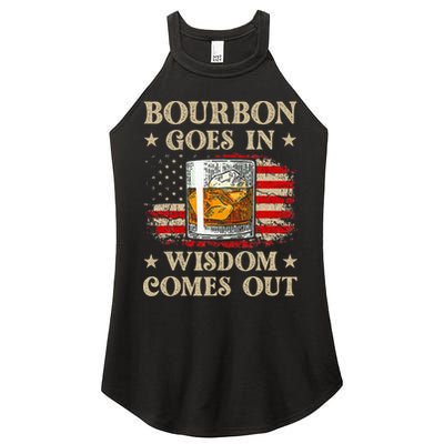 Bourbon Goes In Wisdom Comes Out Funny Drinking Women's Perfect Tri Rocker Tank