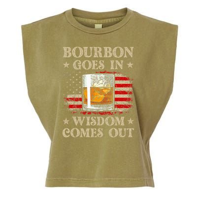Bourbon Goes In Wisdom Comes Out Funny Drinking Garment-Dyed Women's Muscle Tee