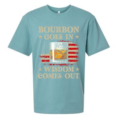 Bourbon Goes In Wisdom Comes Out Funny Drinking Sueded Cloud Jersey T-Shirt
