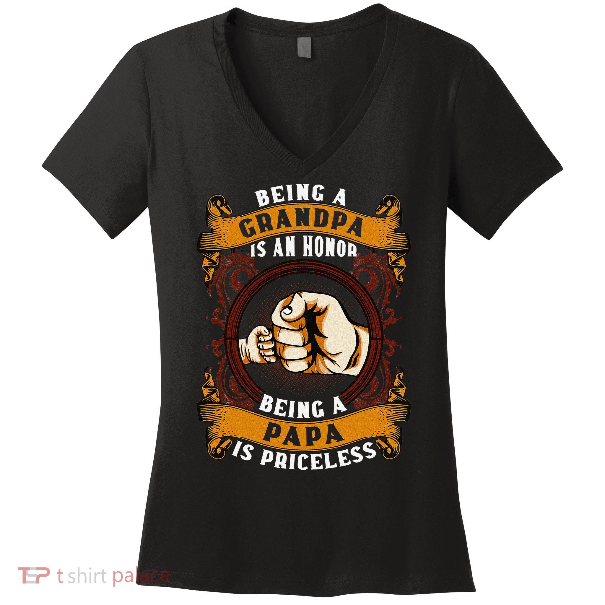 Being Grandpa Is An Honor Being Papa Is PRICELESS Father Day Women's V-Neck T-Shirt