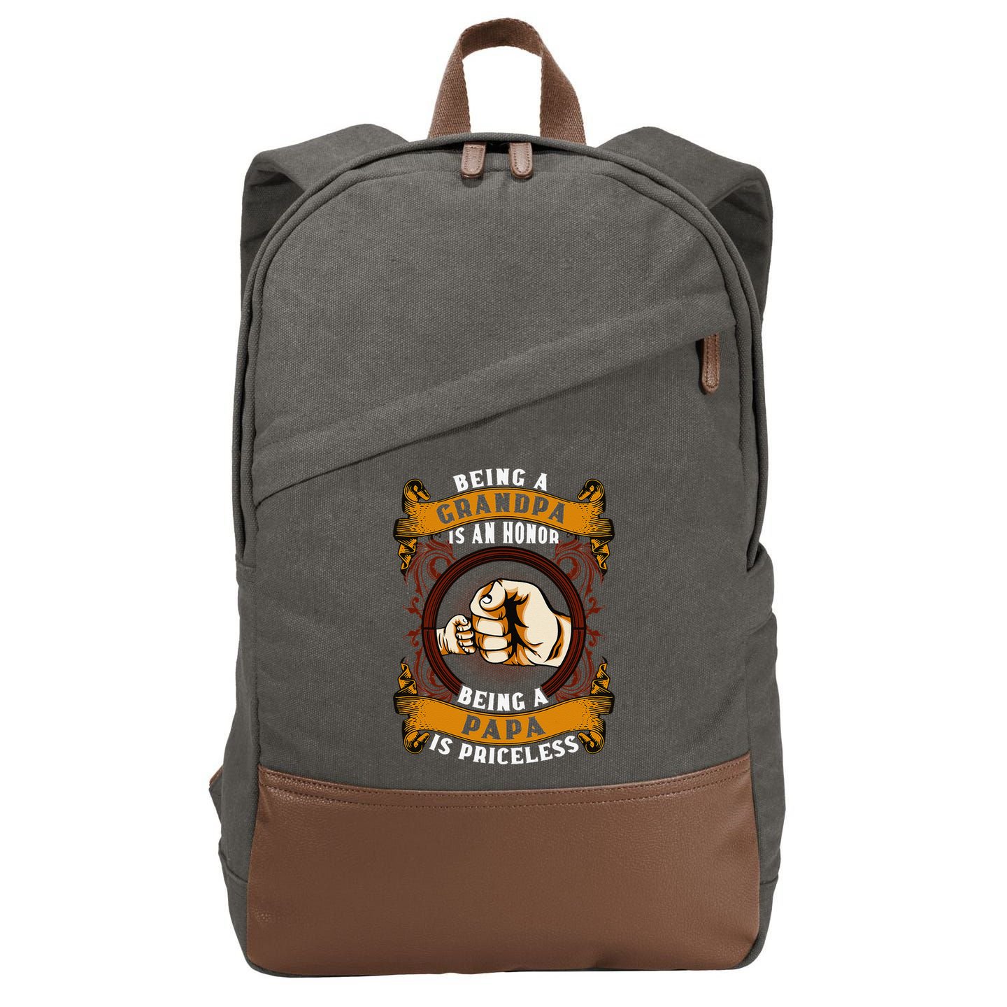 Being Grandpa Is An Honor Being Papa Is PRICELESS Father Day Cotton Canvas Backpack