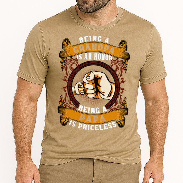Being Grandpa Is An Honor Being Papa Is PRICELESS Father Day Cooling Performance Crew T-Shirt