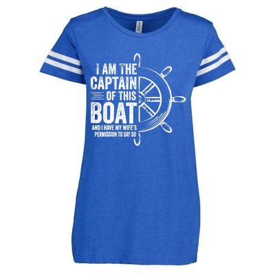 Boating Gifts I Am The Captain Of This Boat Sailing Skipper Enza Ladies Jersey Football T-Shirt