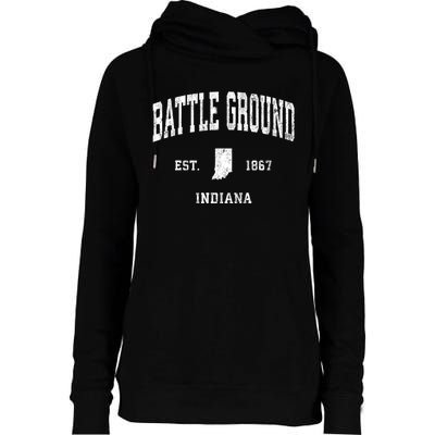 Battle Ground Indiana In Vintage Athletic Sports Womens Funnel Neck Pullover Hood