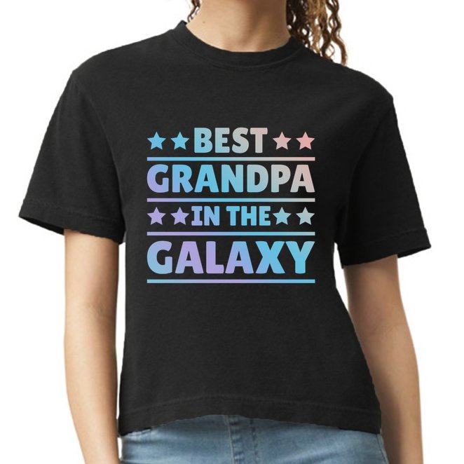 Best Grandpa In The Galaxy Cool Gift Comfort Colors Boxy T-Shirt