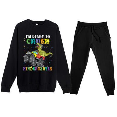 Brand: Generic Im Ready To Crush Kindergarten Monster Truck Dinosaur Boy Premium Crewneck Sweatsuit Set