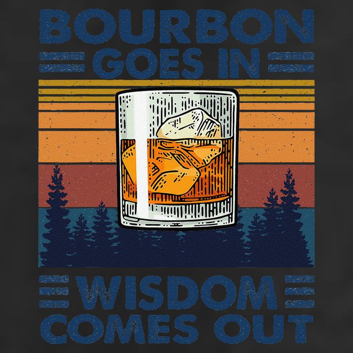 Bourbon Goes In Wisdom Comes Out Bourbon Drinking Lover Gift 7 Panel Mesh Trucker Snapback Hat