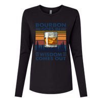 Bourbon Goes In Wisdom Comes Out Bourbon Drinking Lover Gift Womens Cotton Relaxed Long Sleeve T-Shirt