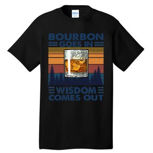 Bourbon Goes In Wisdom Comes Out Bourbon Drinking Lover Gift Tall T-Shirt