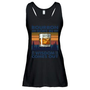 Bourbon Goes In Wisdom Comes Out Bourbon Drinking Lover Gift Ladies Essential Flowy Tank