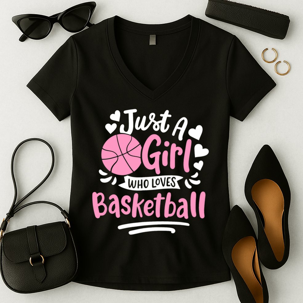 Basketball Girl Just A Girl Who Loves Basketball Women's V-Neck T-Shirt