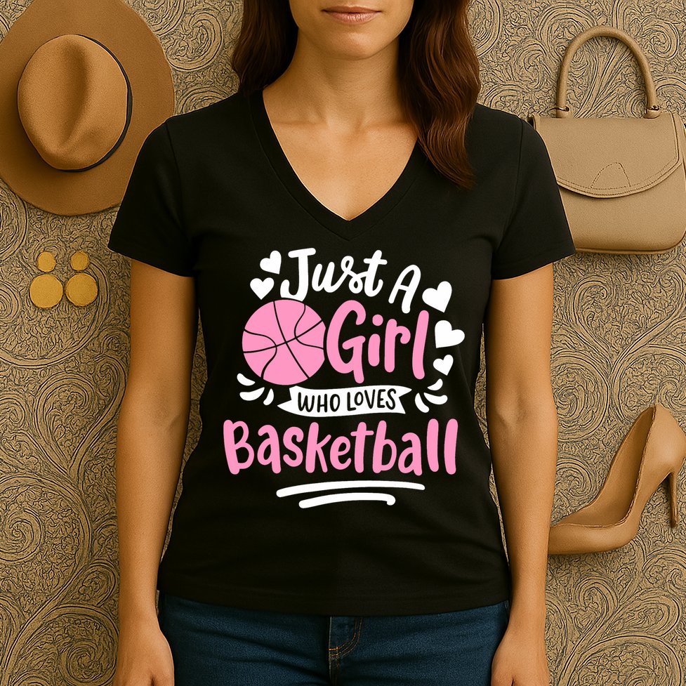 Basketball Girl Just A Girl Who Loves Basketball Women's V-Neck T-Shirt