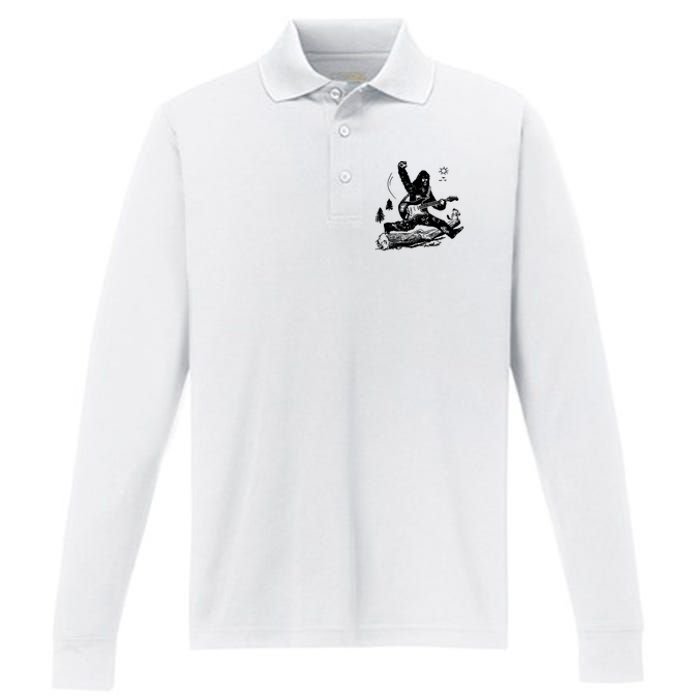 Bigfoot Guitar Jump Performance Long Sleeve Polo