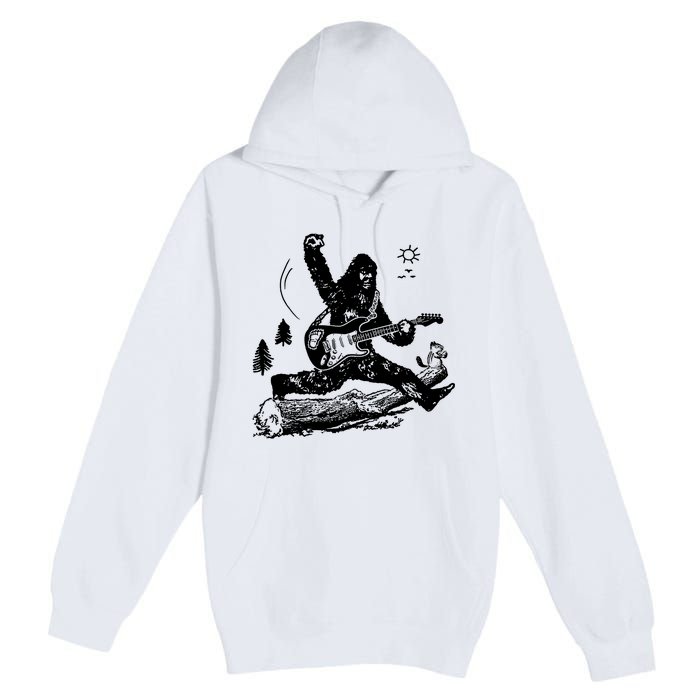 Bigfoot Guitar Jump Premium Pullover Hoodie