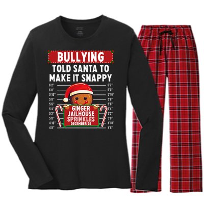 Bullying Ginger Jailhouse Christmas Xmas Gingerbread Holiday Women's Long Sleeve Flannel Pajama Set 