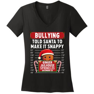 Bullying Ginger Jailhouse Christmas Xmas Gingerbread Holiday Women's V-Neck T-Shirt