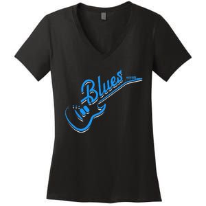 Blues Guitar Jazz Music Guitarist Blues Women's V-Neck T-Shirt