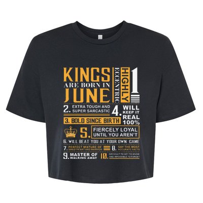 Birthday Gifts Kings are Born In June Bella+Canvas Jersey Crop Tee