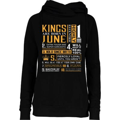 Birthday Gifts Kings are Born In June Womens Funnel Neck Pullover Hood