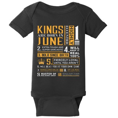 Birthday Gifts Kings are Born In June Baby Bodysuit